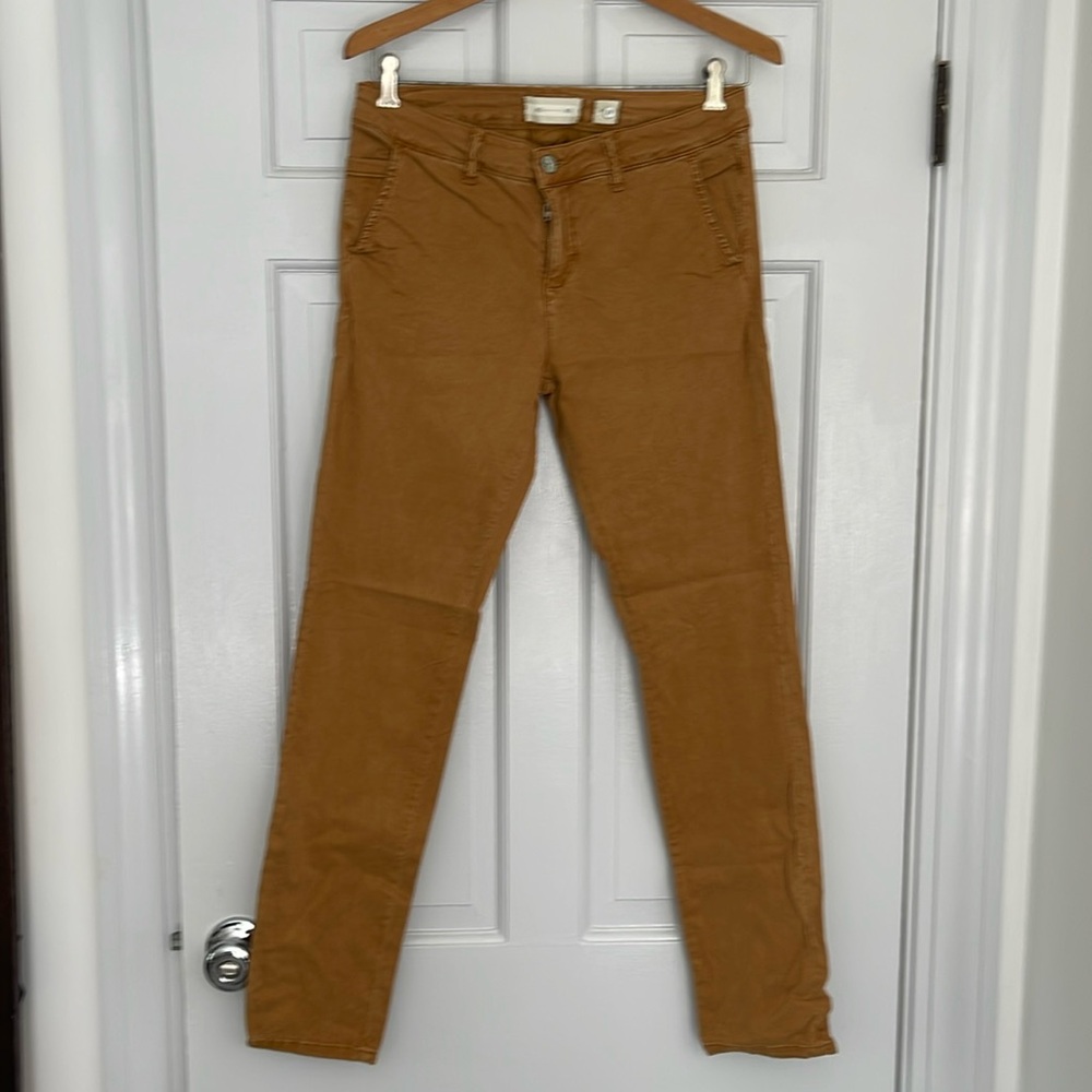 NWOT Anthropologie, Sateen Skinny Pants, washed orange